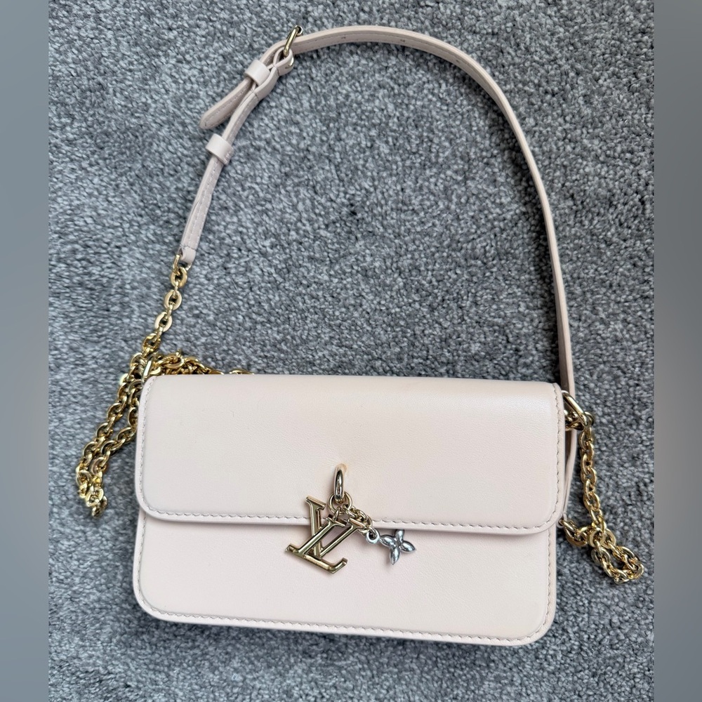 Louis Vuitton Tan Gold Crossbody Bag with Chain Strap